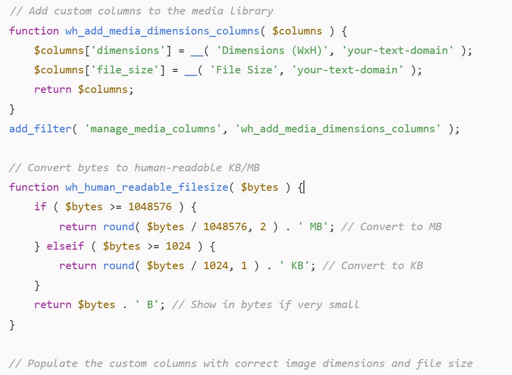 Show image dimensions & size in media library Show image dimensions & size in media library